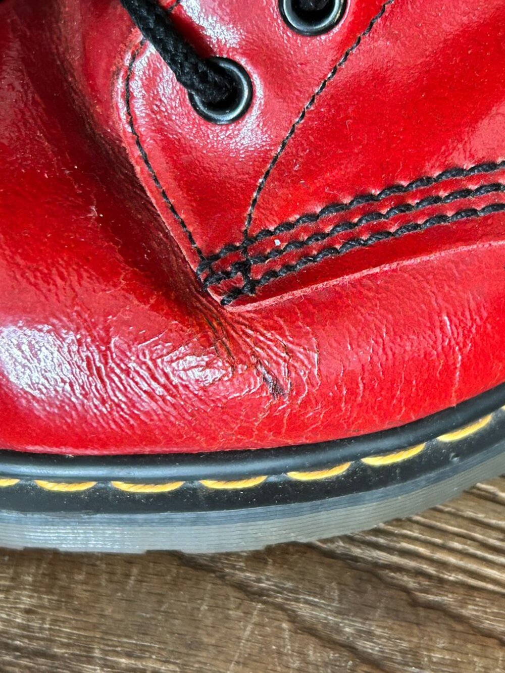 Vintage Dr. Martens 1914 Made In England Red 14-Eye Boots Size UK7/USW9 - Picture 13 of 15